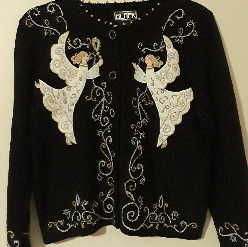 BEREK Angel Embroidered Holiday Sweater